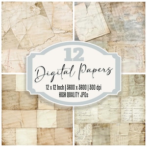 12x Vintage Postcards Junk Journal Paper, Handwritten Ephemera Digital Paper Pack, High Quality JPGs, Scrapbook Paper, Digital Download
