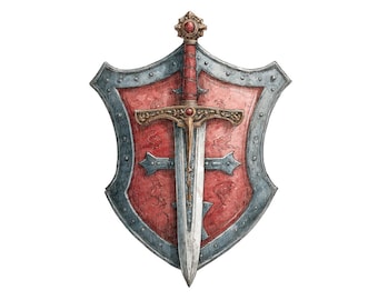 Knight Sword Shield PNG Clipart, 12x Medieval Weapons Clip Art, Printable Watercolor Clip Art, Paper Crafts, Transparent, Digital Download