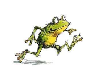 Frog Clipart, 12x Whimsical Frog Character PNG Clip Art Set, Printable Watercolor Clip Art, Digital Download, Transparent PNG, Paper Crafts