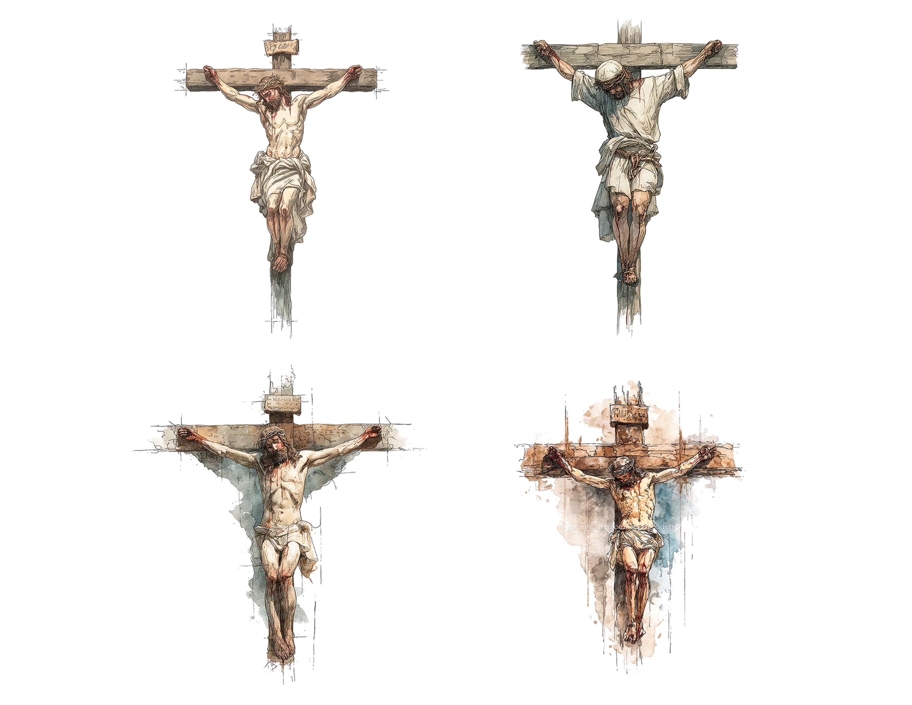 Jesus Cross PNG Clipart, 12 Crucifixion Clip Art Set, Printable ...