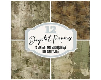12x Military Maps Junk Journal Paper, Olive Maps Khaki