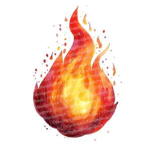 Clip Art di Fiamma di Fuoco, 12x Set di Clipart di Fiamma ad Acquerello, Clip Art di Fuoco Stampabile, Download Digitale, Scrapbooking, Decorazioni per Feste, Progetti di Artigianato