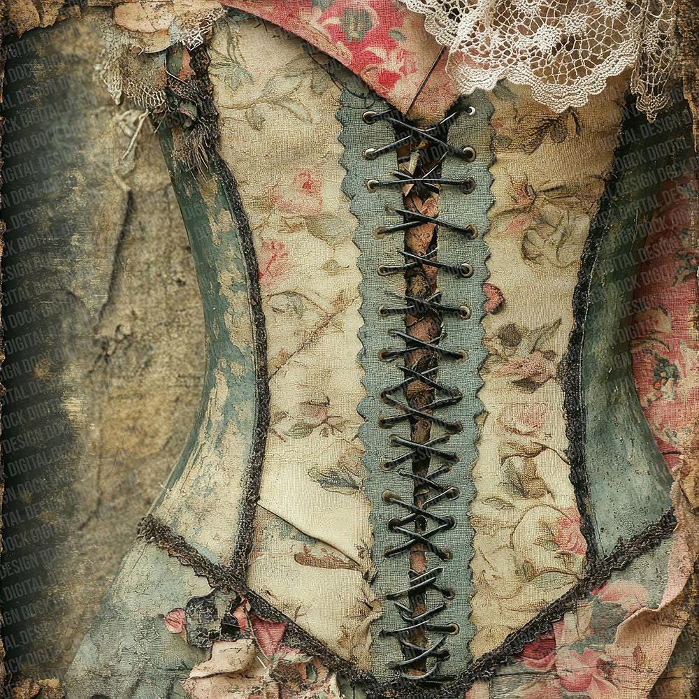 12x Corset Lace Junk Journal Paper Victorian Brocade Digital Paper Pack ...