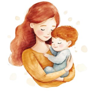 12x Clipart PNG di madre e figlia ad acquerello, set di clipart di amore familiare, PNG stampabili, download digitale, scrapbooking, diario spazzatura