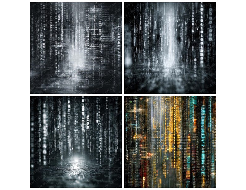 12x Immersive Binary Code Junk Journal Paper Futuristic Data Stream ...