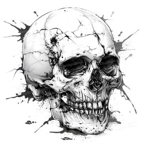 12 x schedel inkt tekening clipart, schedel schets clipart, afdrukbare aquarel clipart, kunst aan de muur, papier ambachten, digitale download, ongewenste tijdschriften
