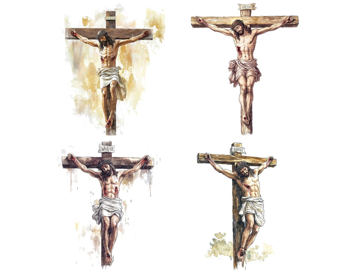 12 Jesus on the Cross PNG Clipart, Watercolor Crucifixion Clip Art ...