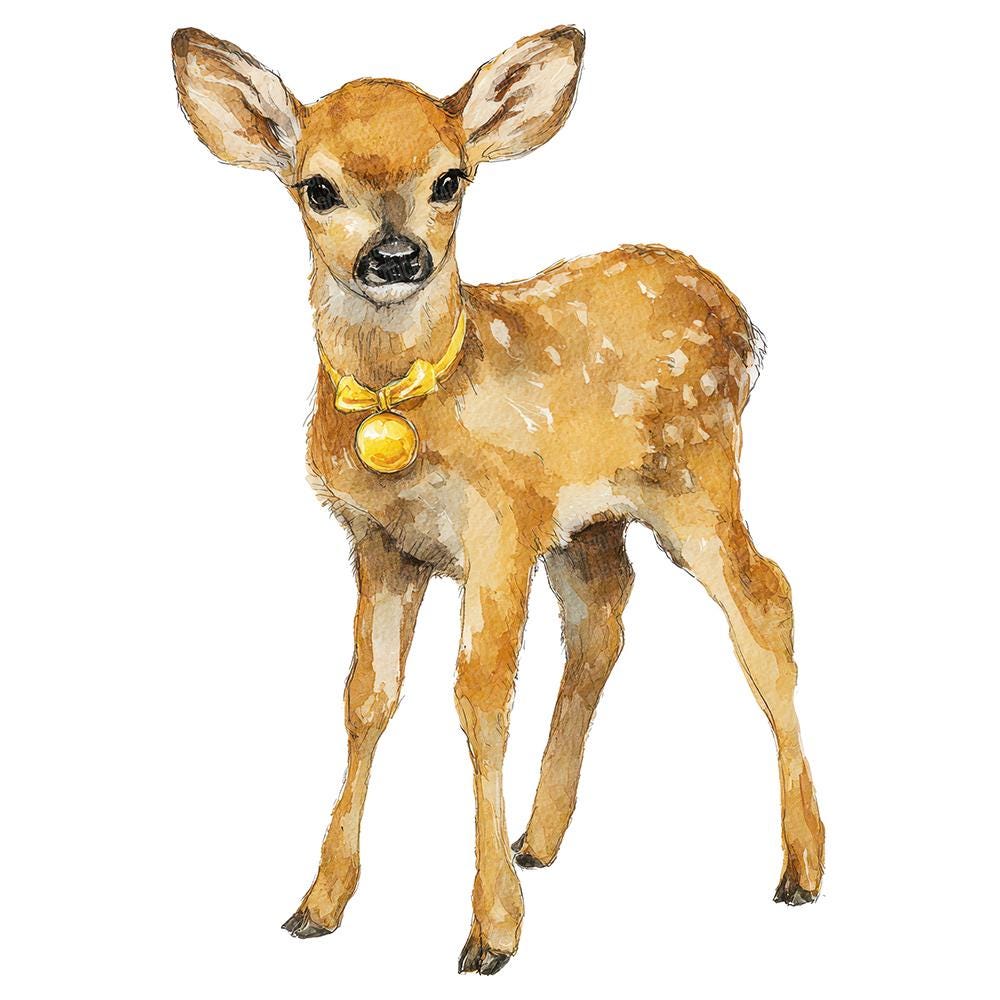 Jingle Bell Fawn PNG Clipart, 12x Christmas Deer Clip Art Set ...