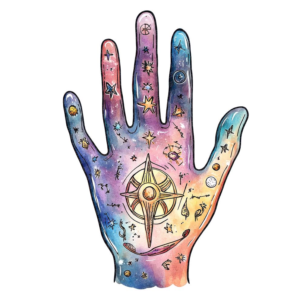 12 Palmistry Hand PNG Clip Art, Starry Hand Clipart, Watercolor Hand ...