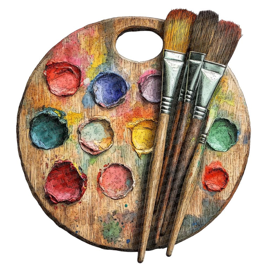 Artist Palette PNG Clipart, 12x Messy Painter Clip Art Set, Printable ...