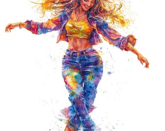 12 Girl Dancing Watercolor Clipart, Woman Dancing, Printable Clipart, High Quality JPG, Digital Download, Paper Crafts, Junk Journals, Dance