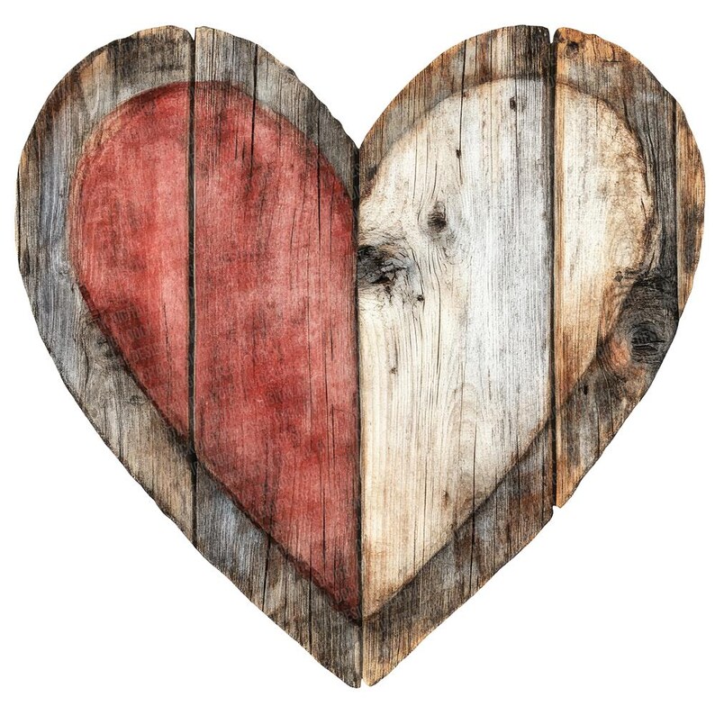 Heart Sign PNG Clipart, 12x Rustic Heart Clip Art Set, Wooden Heart ...
