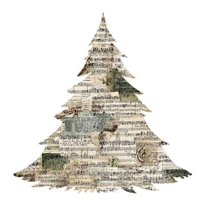 Sheet Music Christmas Tree PNG Clipart, 12x Vintage Holiday Tree Clip ...