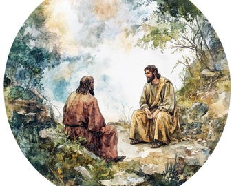 Imágenes prediseñadas PNG de escenas bíblicas, conjunto de 12 imágenes prediseñadas religiosas en acuarela, arte de fe imprimible, descarga digital, diario creativo, álbum de recortes, manualidades con papel.