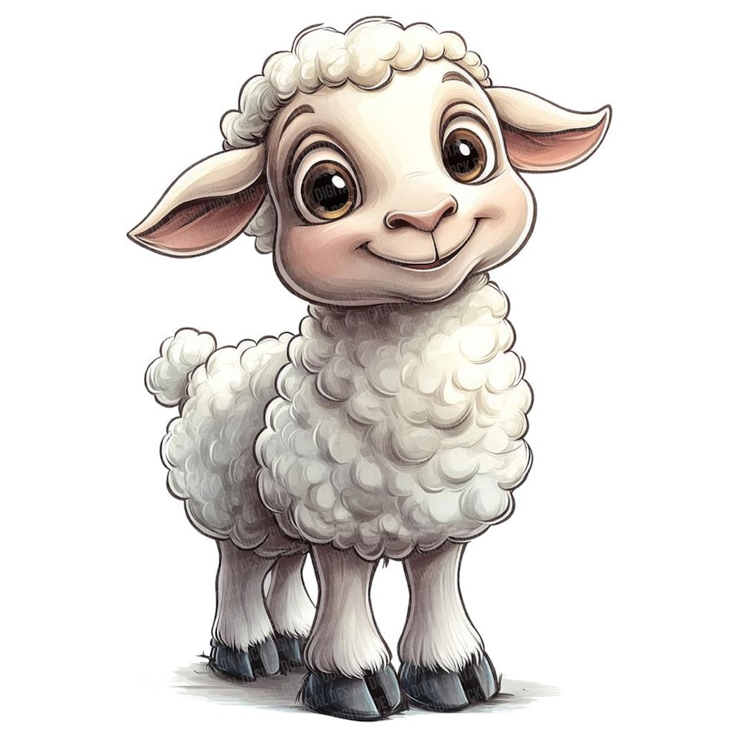 Cartoon schapen PNG-clipart, 12 x aquarel lam clip art set, afdrukbare  boerderij dieren kunst, papier ambachten, digitale download, junk Journal  bundel, image size:1080x1080