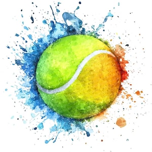 Tennisball PNG Clipart, 12x Aquarell Sport Clip Art Set, druckbare sportliche Kunst, Papierhandwerk, digitaler Download, Junk Journal Bundle