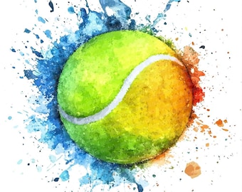 Tennis Ball PNG Clipart, 12x Watercolor Sports Clip Art Set, Printable Athletic Art, Paper Crafts, Digital Download, Junk Journal Bundle
