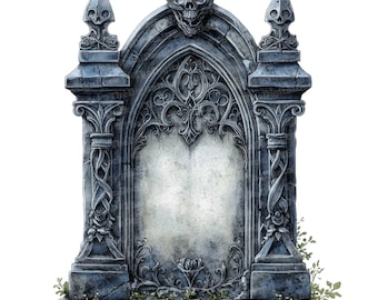 12 Gothic Tombstone Clipart, Watercolor Graveyard Clipart, Printable Watercolor Clipart,Paper Crafts,Wall Art,Digital Download,Junk Journals