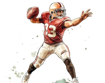 Vintage Football Player PNG Clipart, 12x Sports Clip Art Set, Printable Football Art, Paper Crafts, Digital Download, Junk Journal Bundle