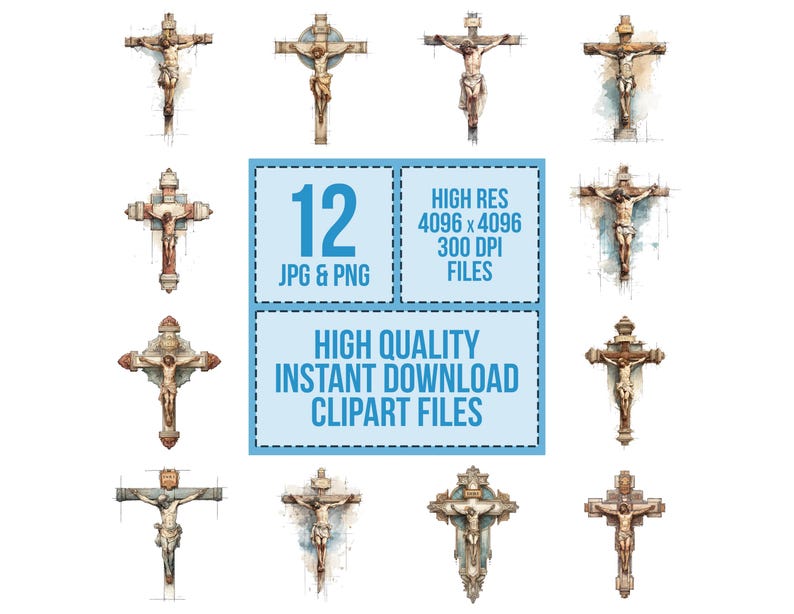 12x Religious Cross PNG Clipart, Jesus Crucifixion INRI Clip Art Set ...
