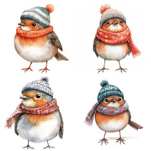 Robin Hat on PNG Clipart, 12x Winter Bird PNG Clip Art Set,christmas ...