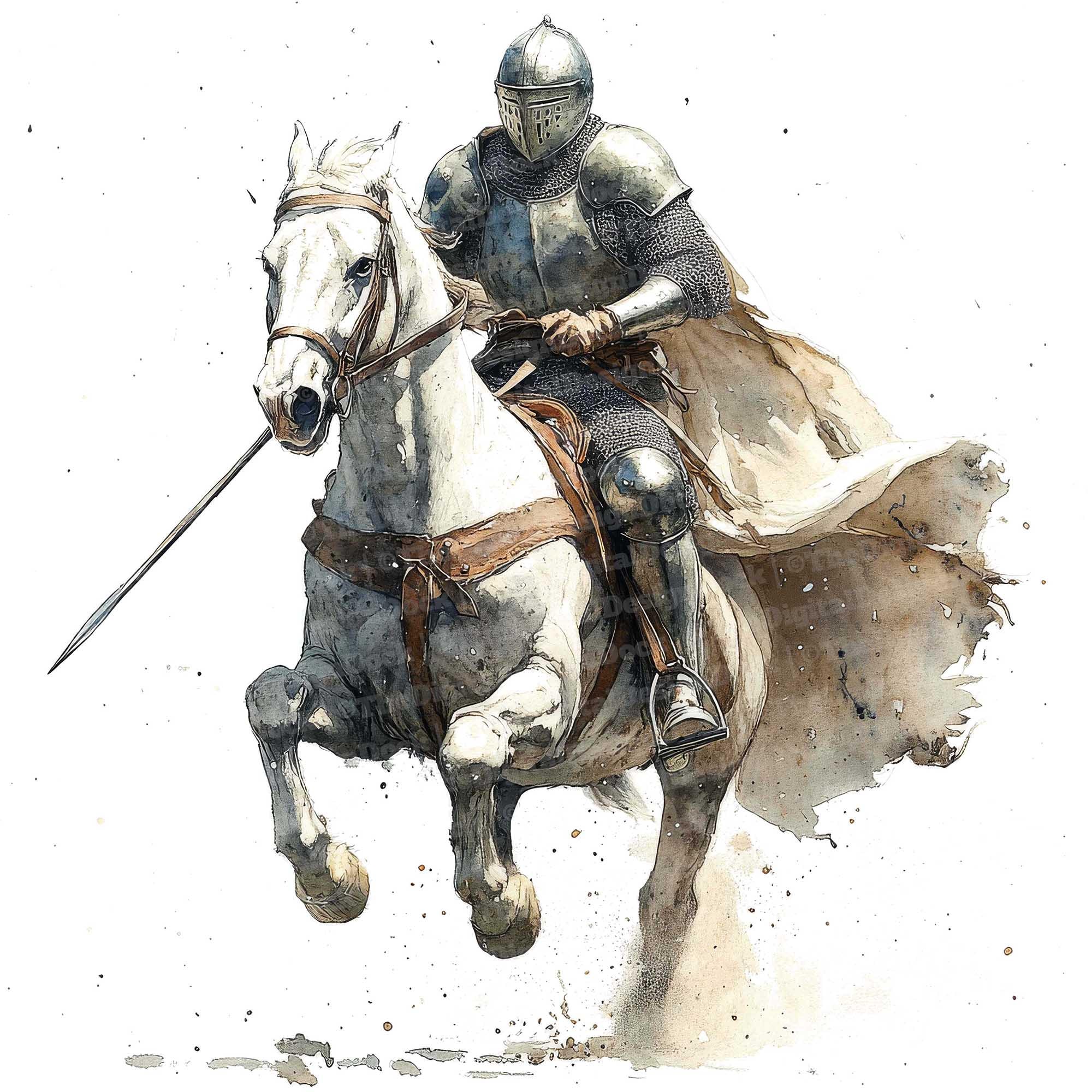 馬に乗った騎士のクリップアート12点、中世の騎兵隊のクリップアート