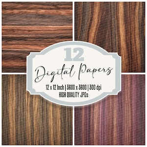 12x Nussbaum Holz Junk Journal Papier Mittelbraun Satin Textur Digitales Papier Pack Hochwertige JPGs Scrapbook Hintergründe