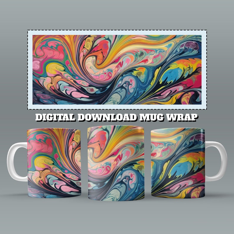 50x Colourful PNG Mug Wraps for 11 Oz 15oz Sublimation Mug Bulk Bundle ...