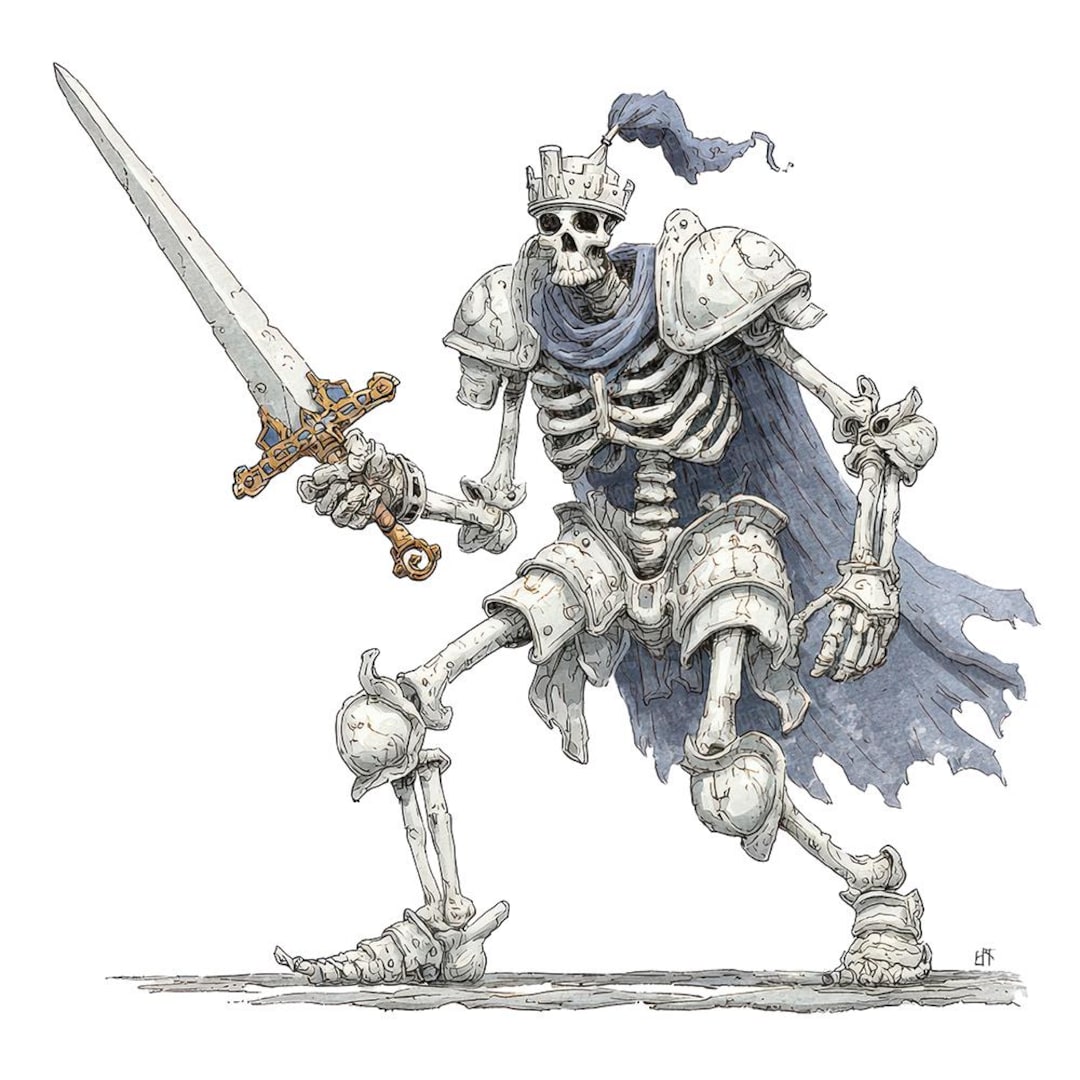 12x Fantasy Skeleton PNG Clipart, Warrior Skeleton Clip Art Set