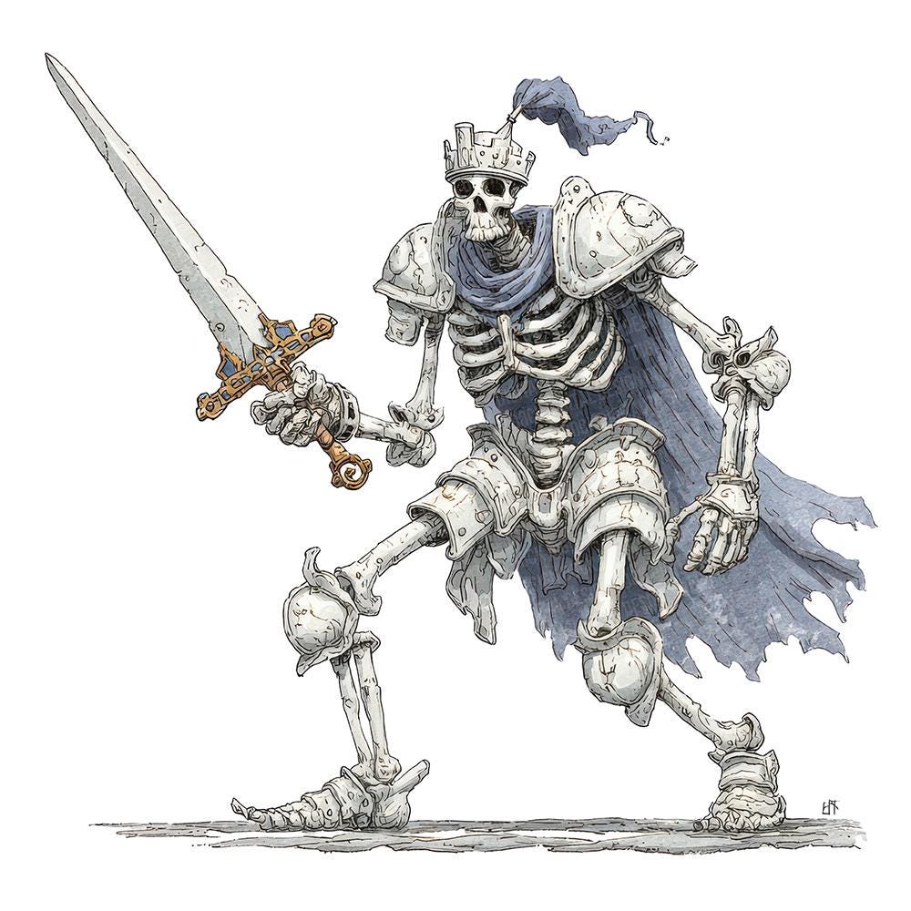 12x Fantasy Skeleton PNG Clipart, Warrior Skeleton Clip Art Set