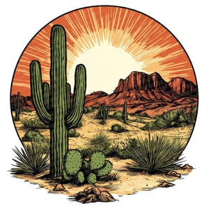 12 cliparts PNG coucher de soleil dans le désert, clipart aquarelle cactus du sud-ouest, PNG de haute qualité, téléchargement numérique, Images de scrapbooking, fabrication de cartes