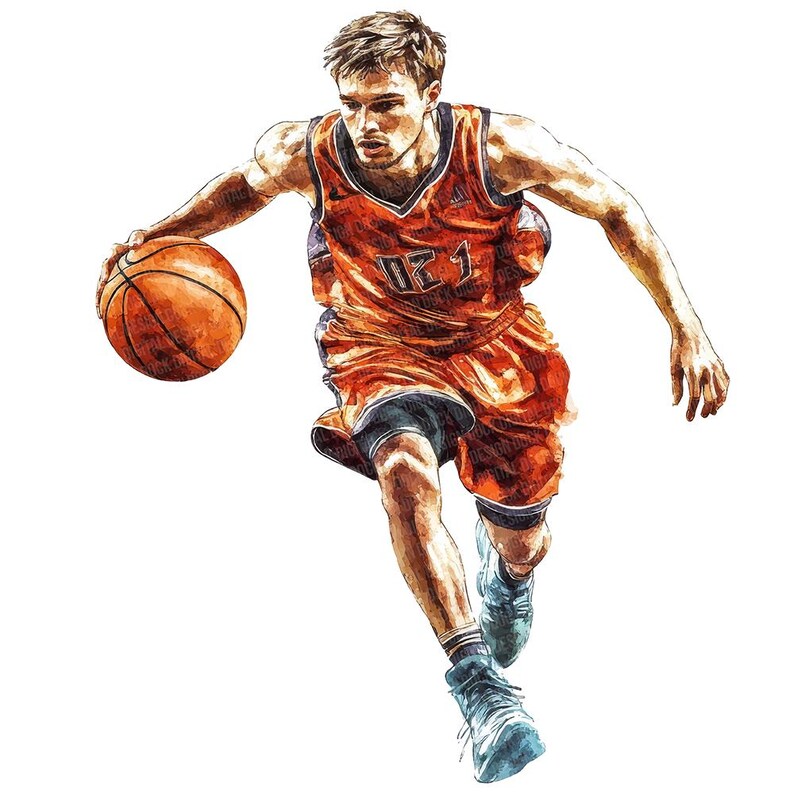 Basketball Player PNG Clipart, 12x Watercolor Basketball Clip Art Set ...