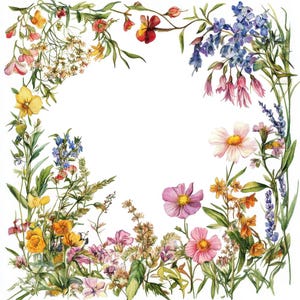 Blumenrahmen PNG Clipart, 12x Botanische Grenze Clip Art Set, druckbare Aquarell Clip Art, Papierhandwerk, digitaler Download, Junk Journal Bundle