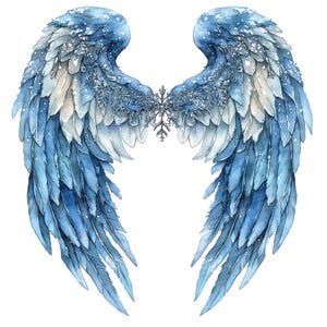 12x Ali d&#39;angelo smerigliate PNG Clipart, Clip Art Ali acquerello invernale, Clip Art stampabile, PNG/JPG di alta qualità, Download digitale