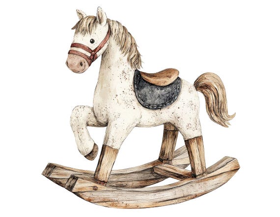 Rocking Horse PNG Clipart, 12x Wooden Toy Horse Clip Art Set