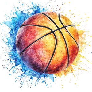 Basketball PNG Clipart, 12x Aquarell Basketball Clip Art Set, Sportball Illustration, druckbare Basketball Kunst, digitaler Download, Scrapbook