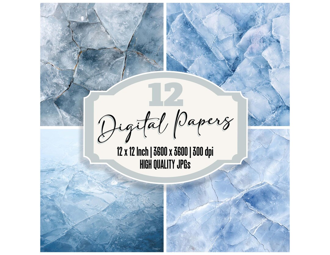 12x Clear Ice Cracks Junk Journal Paper Frozen Ice Texture Digital ...