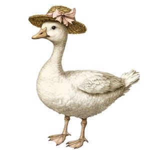 Goose in Straw Hat PNG Clipart, 12x Watercolor Goose Clip Art Set, Printable Clip Art, Digital Download, Paper Crafts, Junk Journal Bundle