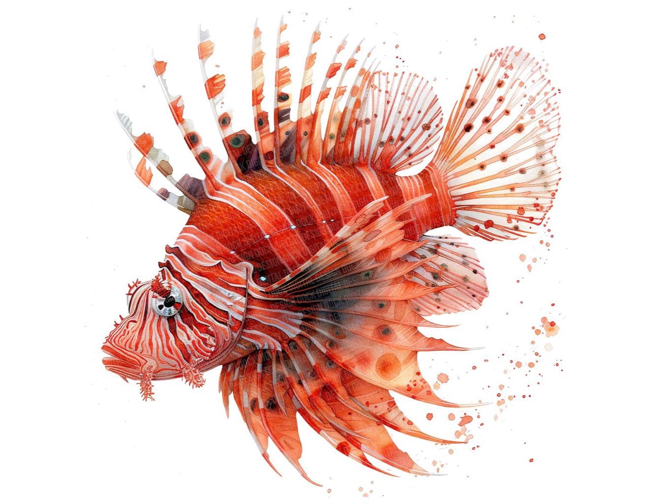 ミノカサゴ PNG クリップアート、12 個の雄大な海の魚のクリップアート