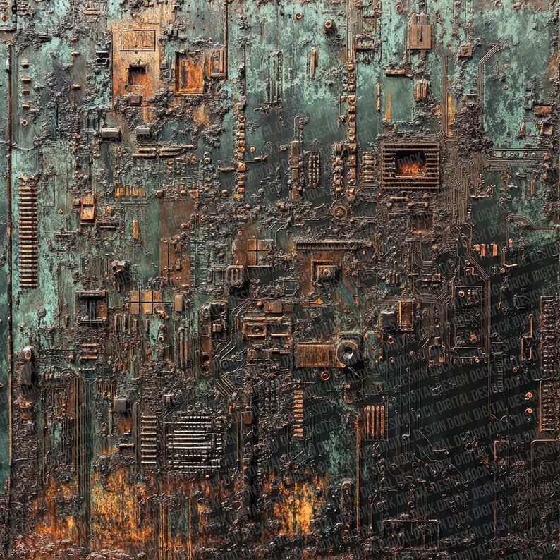 12x Rusted Circuit Boards Junk Journal Paper, Industrial Digital Paper ...