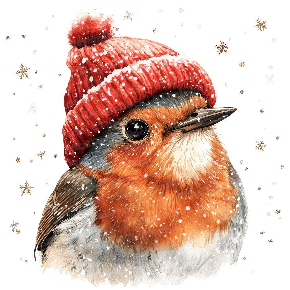 The Almanac Gallery Weihnachtskarte „To A Wonderful Nan“ – Rotkehlchen-Illustration Mit Goldfolie