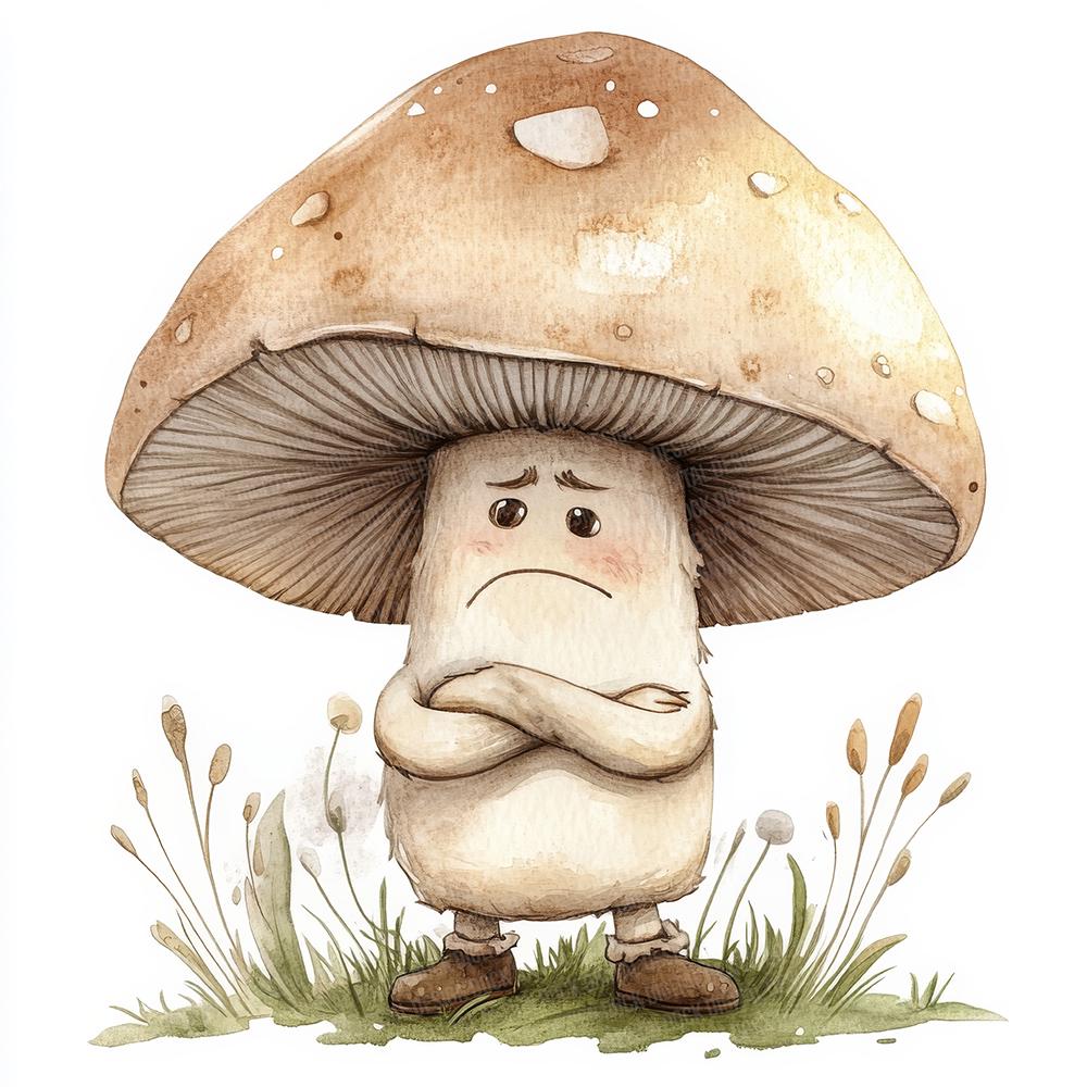 12x Angry Toadstool PNG Clipart, Watercolor Grumpy Mushroom PNG Set ...
