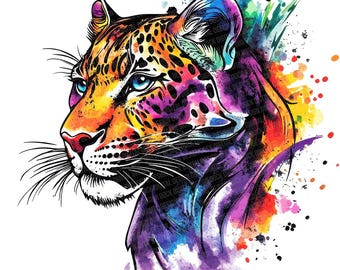 Leopard PNG Clip Art, 12x Aquarell Splatter Leopard Clipart PNG Set, druckbare Safari Tier Clip Art, Papierhandwerk, PNG digitaler Download