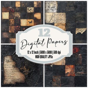 Puede incluir: Conjunto de 12 papeles digitales con texturas desgastadas y estética vintage. Los papeles miden 30,5 x 30,5 cm y 300 dpi. Son perfectos para scrapbooking, creación de tarjetas y otros proyectos de manualidades.