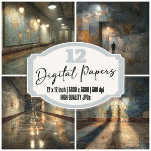 Paquete de 12 papeles digitales con textura de óxido, textura de mapa urbano, textura de metro, azulejo, sombra, archivos JPG de alta calidad, descarga de álbumes de recortes