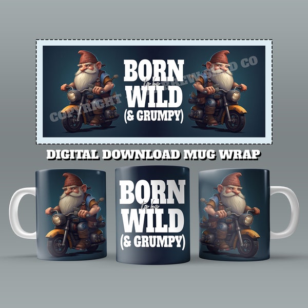 Biker Becher Wrap, 11 Unzen & 15 Unzen Becher Sublimation Design, Grandad Dad Becher Wrap, Born to be Wild Becher, Sublimation, 11 Unzen Becher Png, 15 Unzen Becher PNG