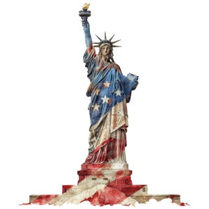 12x Estátua da Liberdade Clipart, Bandeira dos EUA Clipart, Clipart de aquarela para impressão, Arte de parede, Artesanato em papel, Download digital, Diários de lixo