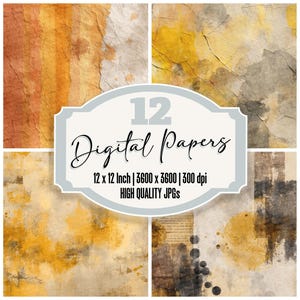 12x Marigold Page Stripe Blotting Junk Journal Paper Vintage Texture Backgrounds High Quality JPGs Digital Download