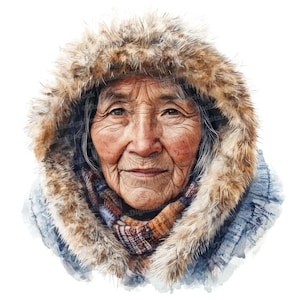 12 clipart van de Inuit-vlier, aquarel inheemse portret, afdrukbare culturele afbeeldingen, papierkunst, kunst aan de muur, digitale download, ongewenste tijdschriften