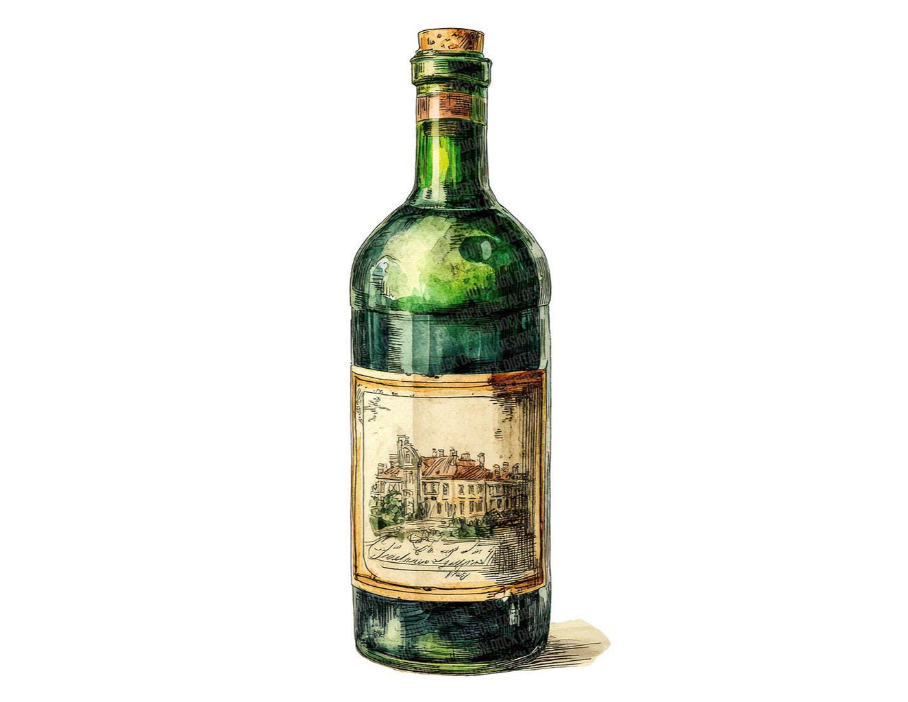 12x Green Wine Bottle PNG Clipart, Vintage Label Bottles Clip Art Set ...